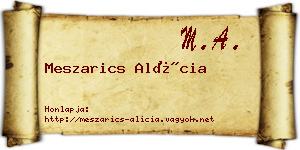 Meszarics Alícia névjegykártya